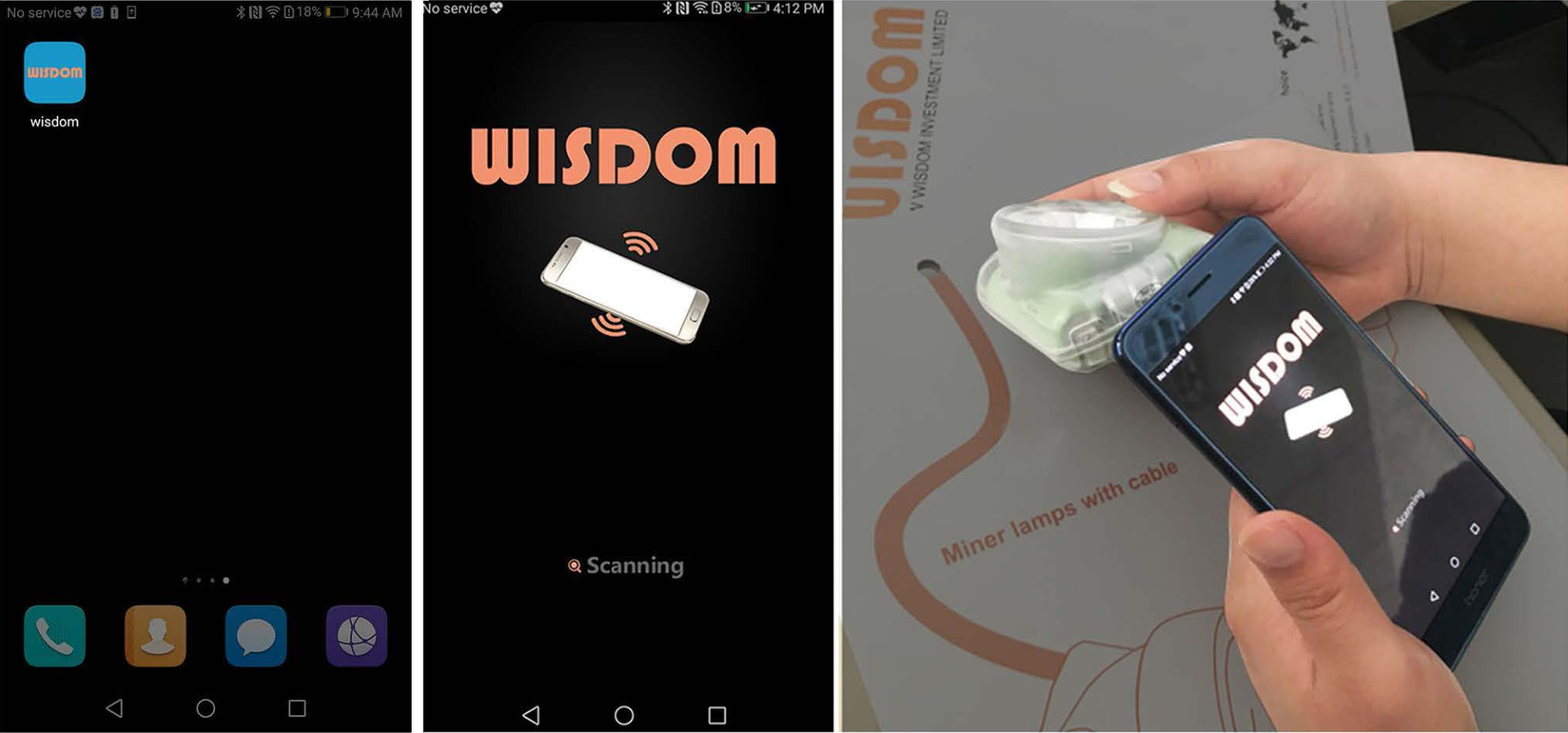 use smart phone NFC to scan the WISDOM miner lamp
